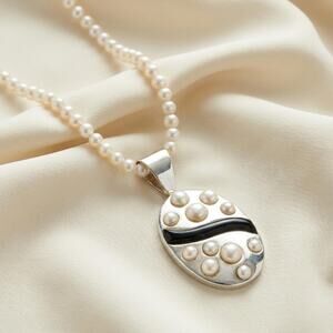 Jay King DTR Sterling Silver Genuine Pearl Pendant Necklace